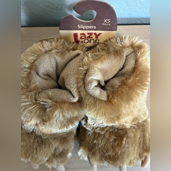 Lazy One Brown Bear Paw Slippers kids size 5-8 xsmall NWT Christmas gift - Picture 6 of 8